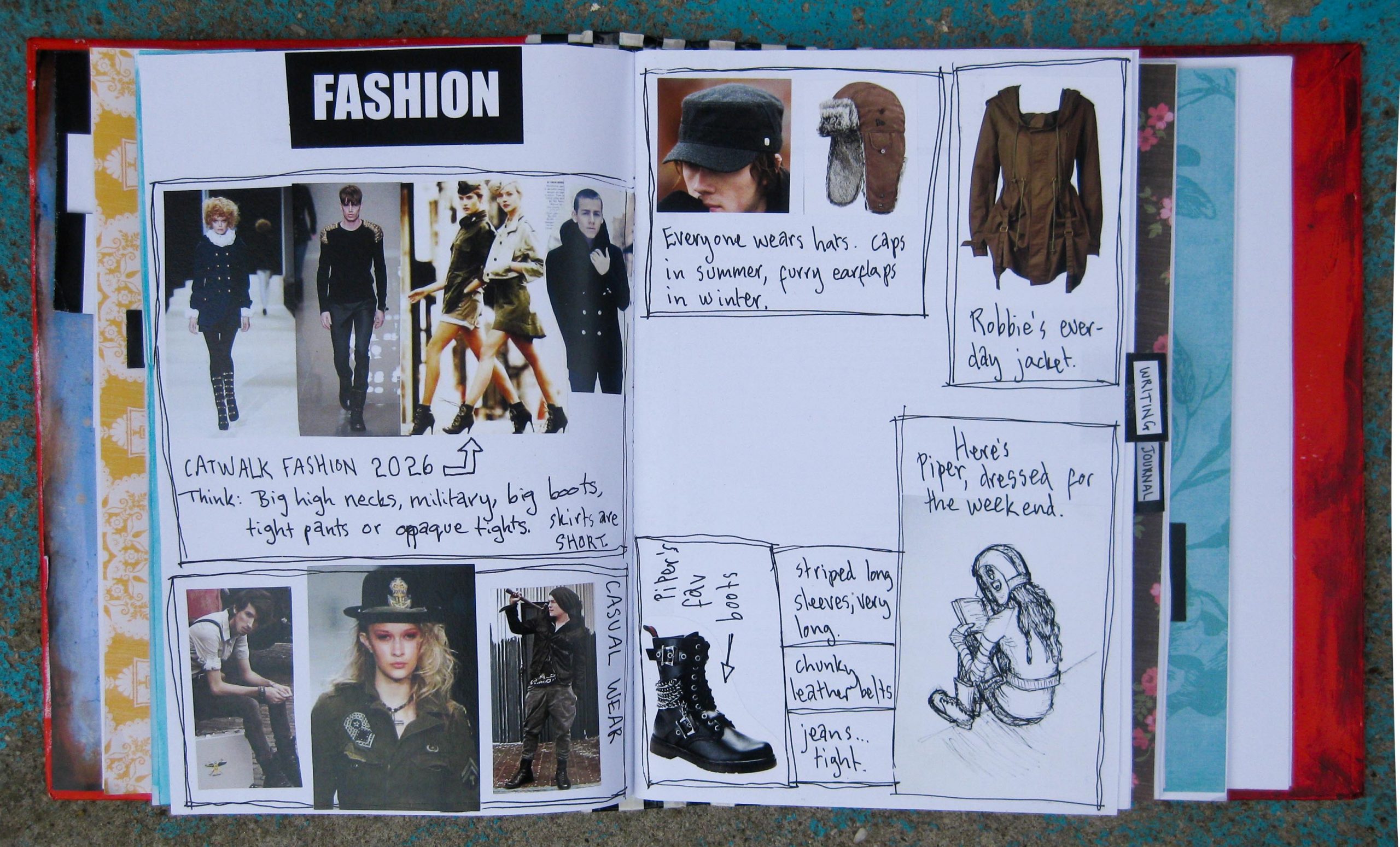 An scrapbook-style journal, with the heading 