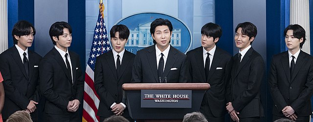 The K-pop band BTS during a White House press conference