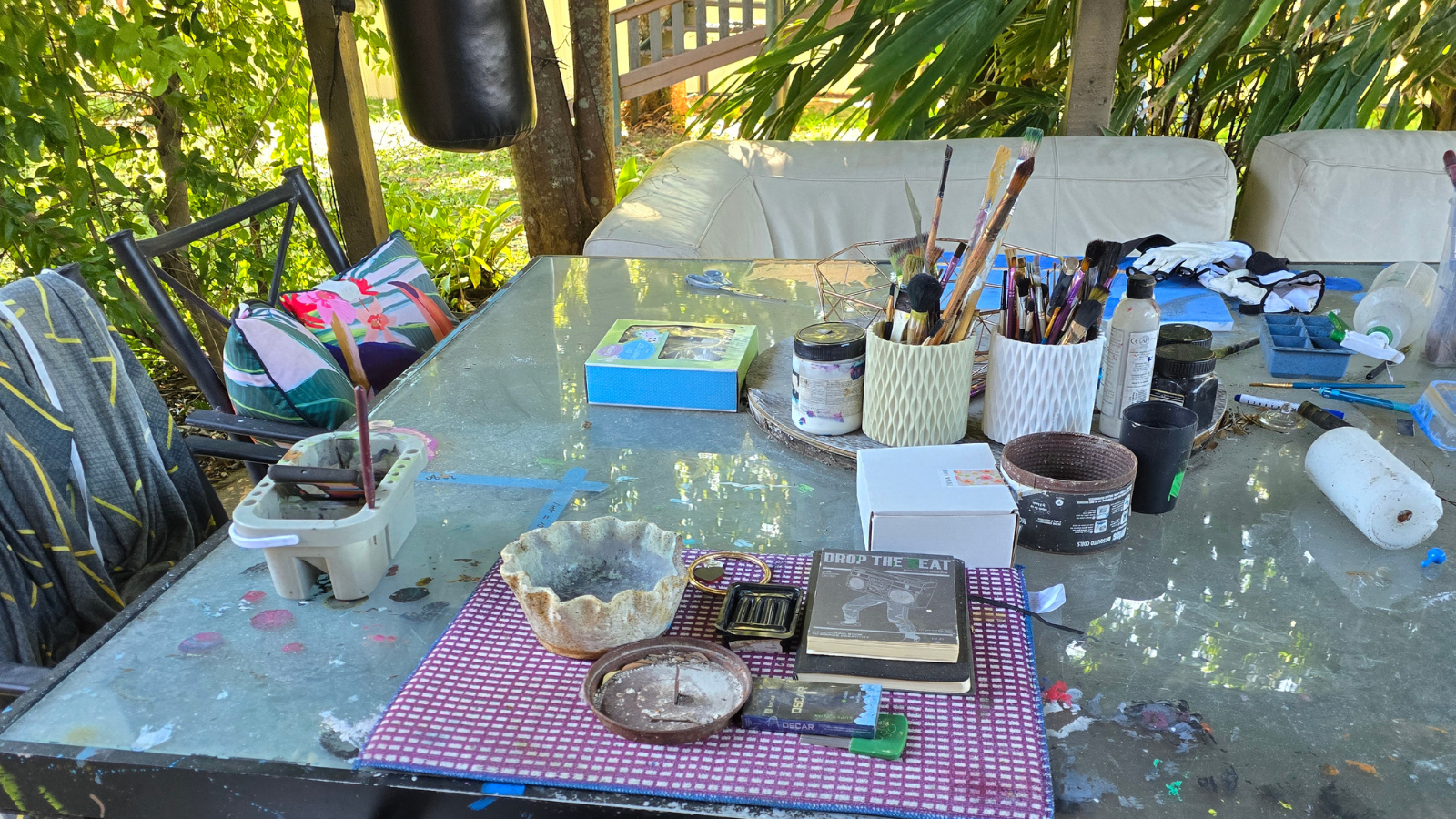 Steph Tisdell's outdoor desk.